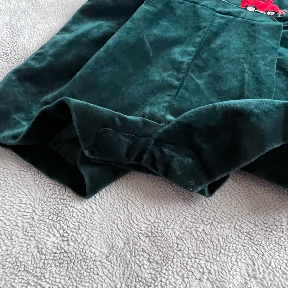 Florence Eiseman Baby Velvet Embroidered Holiday Overalls Shortall Toy Train 18M - Picture 7 of 13